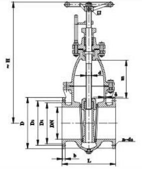 Drawing of CB T465 Cast Iron Flanged Gate Valve.jpeg